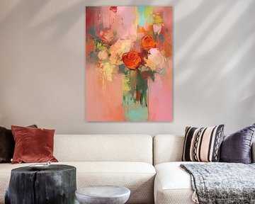 Bloemen decor van Abstract Schilderij