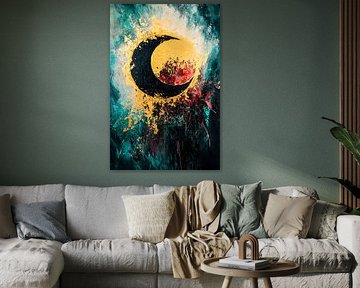 Golden moon with colourful details by Art & Soul Creations