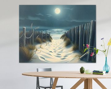 Kustpad bij maanlicht van Artistic