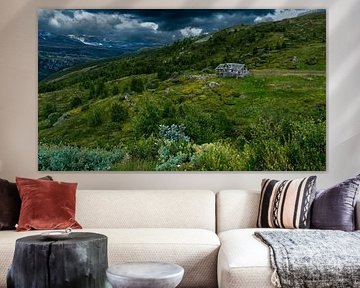 A view of the amazing and idyllic Norwegian landscape. Autumn image of mountains.