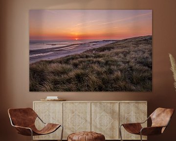Zonsondergang op het strand van Westkapelle van MSP Canvas