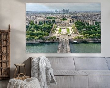Jardins du Trocadéro gezien vanaf de Eiffeltoren. van Jaap van den Berg