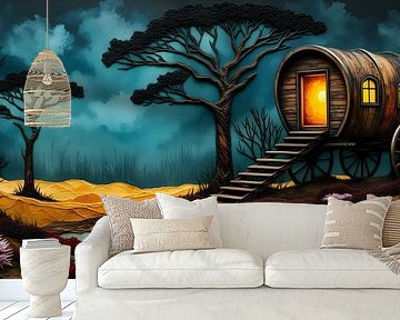 Woonwagen in het bos