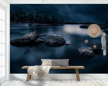 A view of the amazing and idyllic Norwegian landscape. Autumn picture of mountains and rivers.
