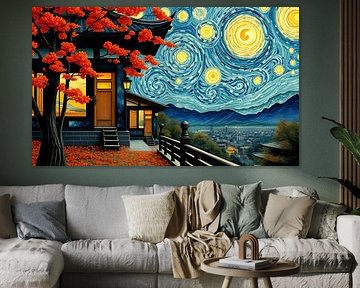 Japanische moderne Kunst Van Gogh Inspiration sternenklare Nacht