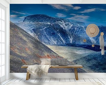 A view of the amazing and idyllic Norwegian landscape. Autumn picture of mountains and rivers.