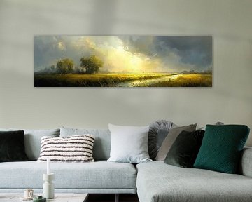 Polderlandschap | Serene Vistas van Abstract Schilderij