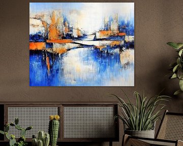 India Abstract | Orange Pulse Shadows van Abstract Schilderij