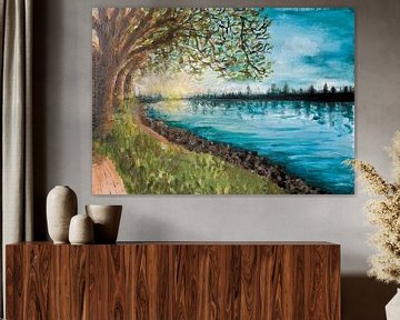 Singel Sliedrecht zonsopkomst schilderij van Krista Kitsz Art