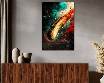 Kleurrijke komeet in abstract universum van Art & Soul Creations