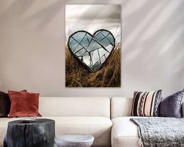 Gebroken hartspiegel in gras van Art & Soul Creations