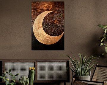 Gouden maan op houttextuur van Imperial Art House