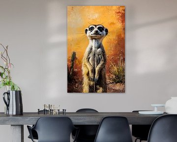 Meerkat met kleurrijke woestijnachtergrond van Imperial Art House
