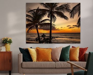 Zonsondergang op tropisch eiland Guadeloupe.