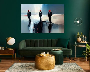 Drie mannen in smoking op de Waddenzee-07b van Rautenberg Digital Art Maritim