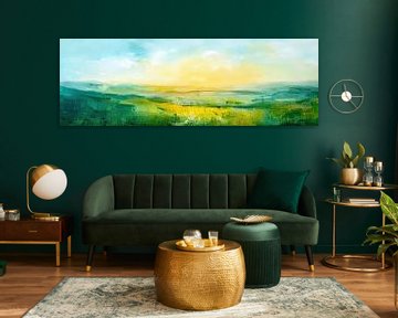 Groen Geel | Rustig Landschap met Lichte Geel van Kunst Kriebels