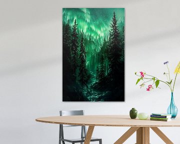 Forêt magique avec aurores boréales sur Art & Soul Creations