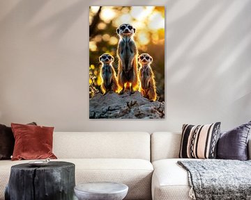 Family meerkats at sunset by Imperial Art House