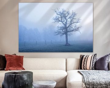 Een mistig zonsopkomst in de Belgsche Ardennen. van Rob Christiaans