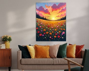 Sérénade au coucher du soleil dans la prairie