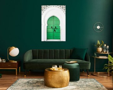 Green doors in a white facade in Morocco by Photolovers reisfotografie
