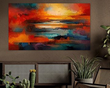 Blazing Horizon Abstract van Abdelaziz Elachaary