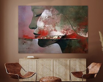 Vrouwenprofiel | Faded Grace van Abstract Schilderij