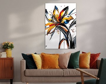 Abstract colourful flower painting