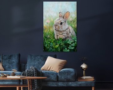 Cute rabbit in green nature