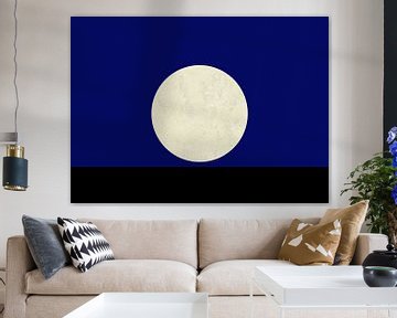 Nacht, volle maan van Richards Fine Art