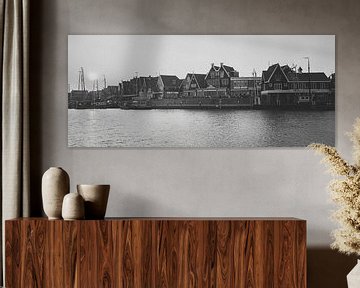 Harbour of Volendam in black and white by Chris Snoek