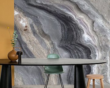 Grijs-zwarte agaat met vloeiende lijnen als decoratie van Digitale Schilderijen
