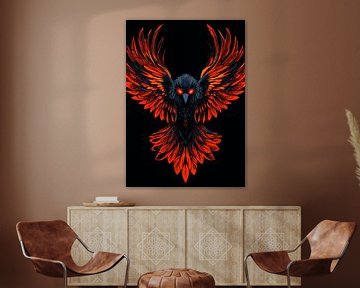 Rode raaf met gloeiende ogen van Pixelbull Design