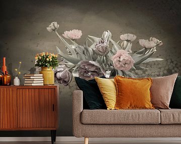Still life Tulips in Old Masters style. Taupe. by Alie Ekkelenkamp