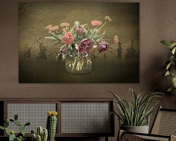 Stilleven. Tulpen in Oude Meesters stijl. van Alie Ekkelenkamp