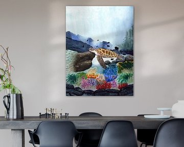 Zeeschildpad van Marina Goudappel