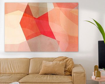 Oranje en roze abstracte vormen van Dina Dankers