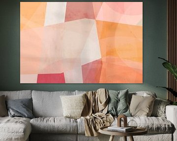 Abstract color blocks pink, orange, purple, white by Dina Dankers