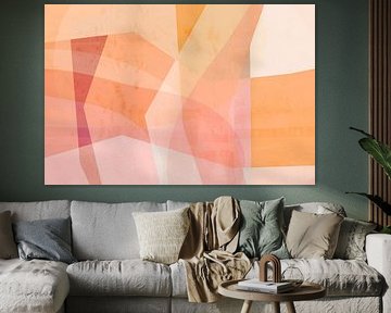 Soft Coral with Pink and White Shapes by Dina Dankers