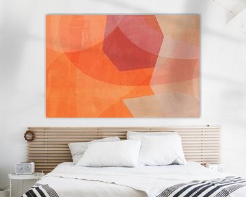 Abstracte vormen in oranje, zand en donkerroze van Dina Dankers