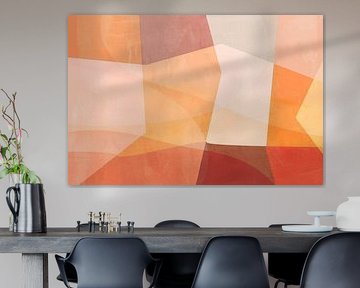 Abstract color blocks in coral, pink, terra by Dina Dankers