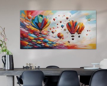Peinture moderne et colorée des montgolfières sur WeLoveArt