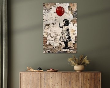 Meisje met rode ballon van Art & Soul Creations