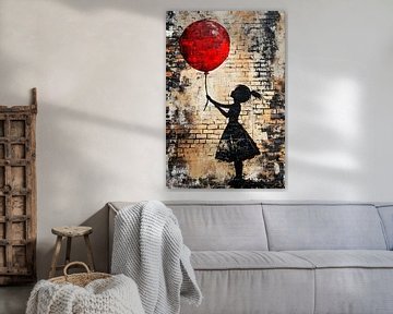 Meisje met rode ballon van Art & Soul Creations