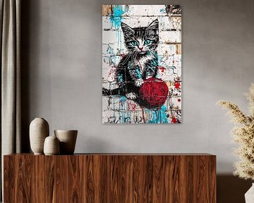 Graffiti kat met wol van Art & Soul Creations