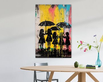 Kindersilhouetten met kleurrijke achtergrond van Imperial Art House