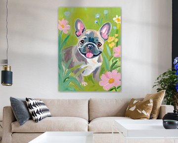 Die harte Schnauze in den Blumen