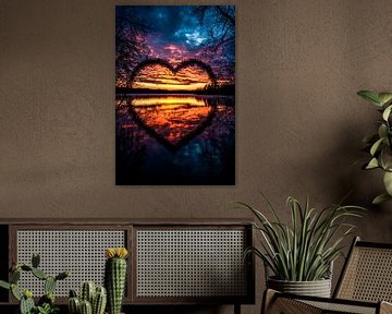 Hartvorm en zonsondergang reflectie van Imperial Art House