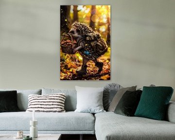 Egel in een herfstbos van Art & Soul Creations