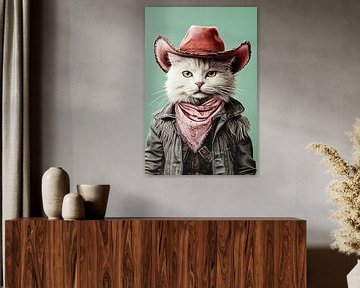 Stoere cowboykat met hoed van Art & Soul Creations